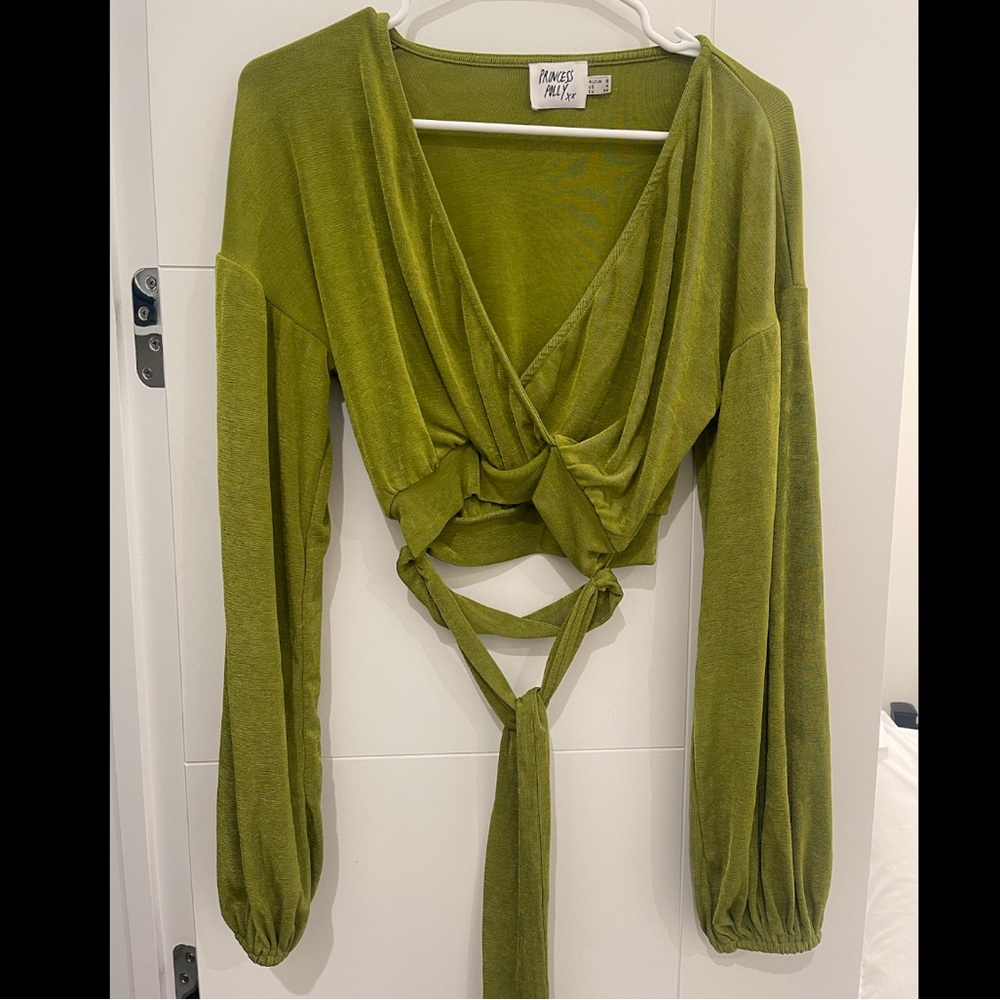 Green Wrap Around Long Sleeve Top